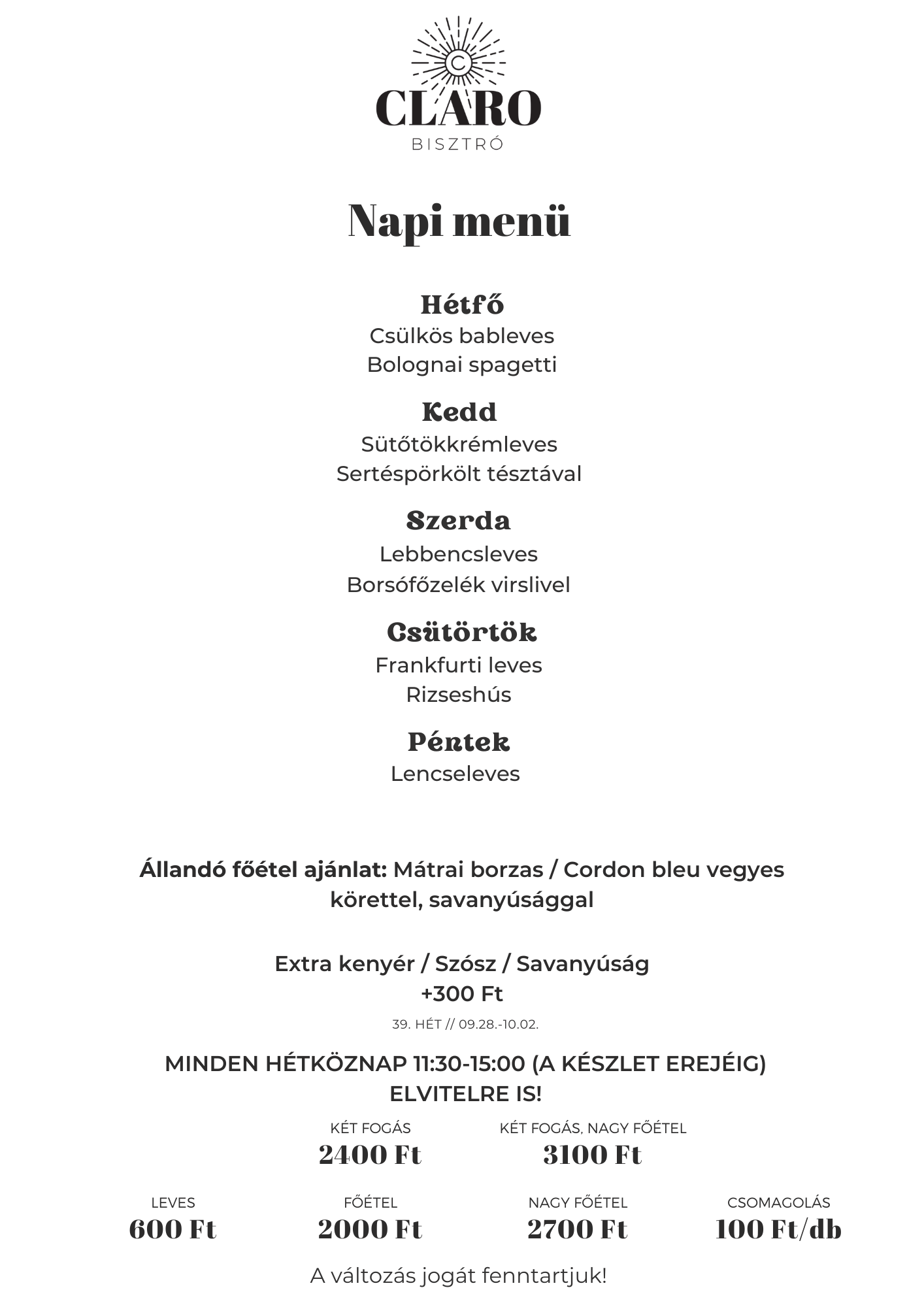 Napi menü